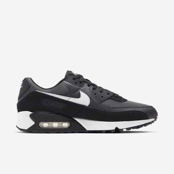 Men's Nike Air Max 90 Sneakers Grey / Dark Grey / Black / White | NK560QRX