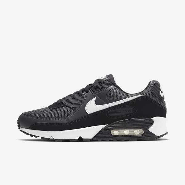 Men\'s Nike Air Max 90 Sneakers Grey / Dark Grey / Black / White | NK560QRX