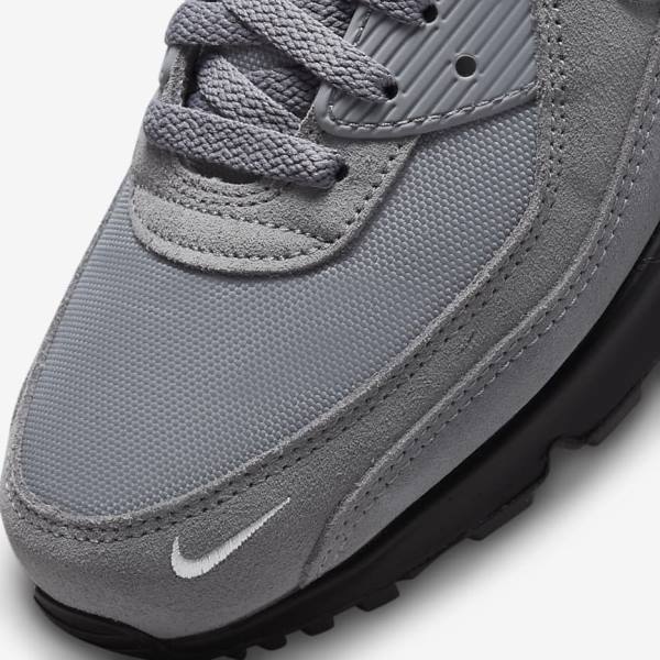 Men's Nike Air Max 90 Sneakers Grey / Light Blue / Metal Silver / Black | NK185CAG