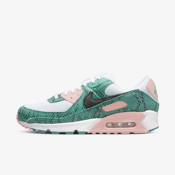 Men\'s Nike Air Max 90 Sneakers Turquoise / White / Coral / Black | NK105ULS