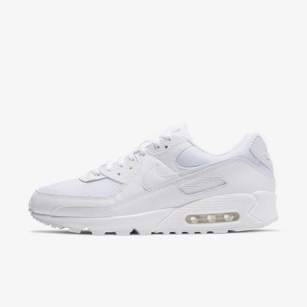 Men\'s Nike Air Max 90 Sneakers White / Grey / White | NK638XFZ