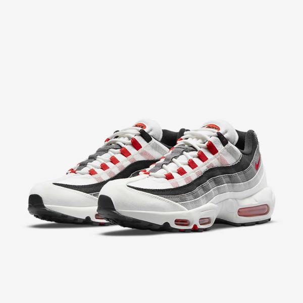 Men's Nike Air Max 95 Sneakers White / Light Grey / Red | NK918HUQ