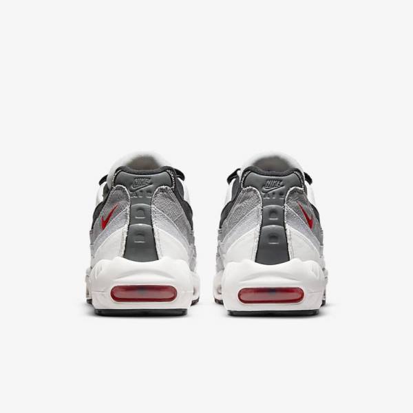 Men's Nike Air Max 95 Sneakers White / Light Grey / Red | NK918HUQ