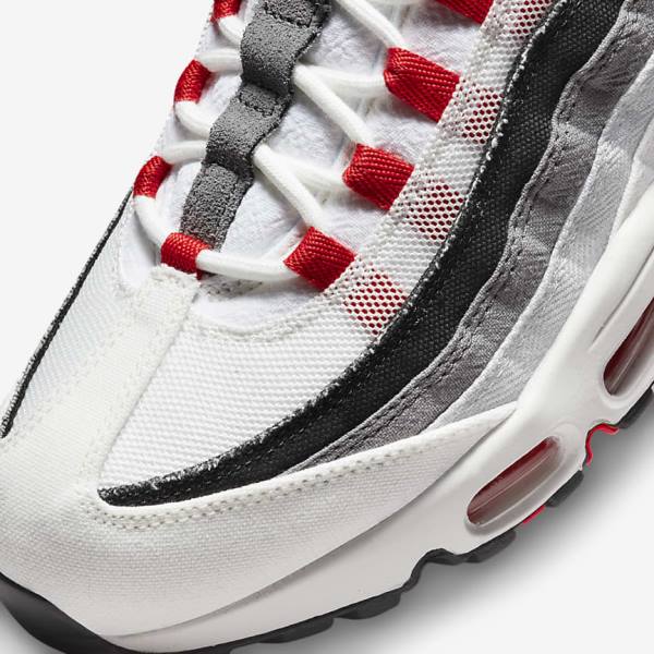 Men's Nike Air Max 95 Sneakers White / Light Grey / Red | NK918HUQ