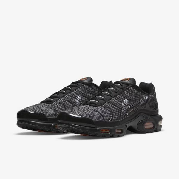 Men's Nike Air Max Plus Sneakers Black / Orange / Grey / White | NK826VWR