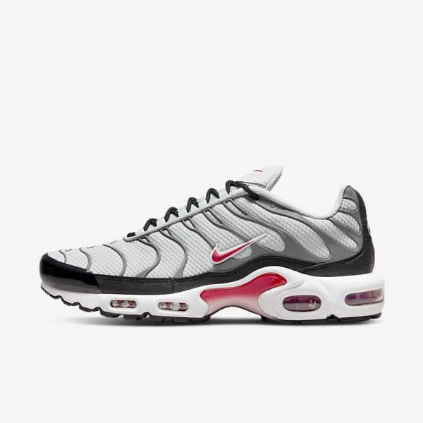 Men\'s Nike Air Max Plus Sneakers Grey / Black / Red | NK642RUV