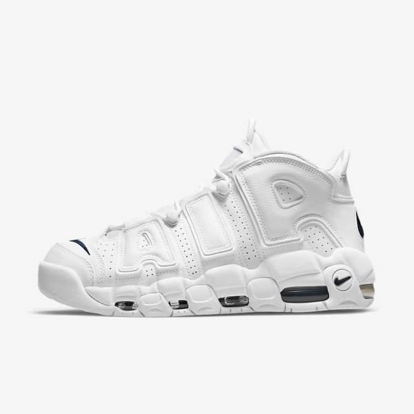 Men\'s Nike Air More Uptempo 96 Sneakers White / Navy | NK152DMQ