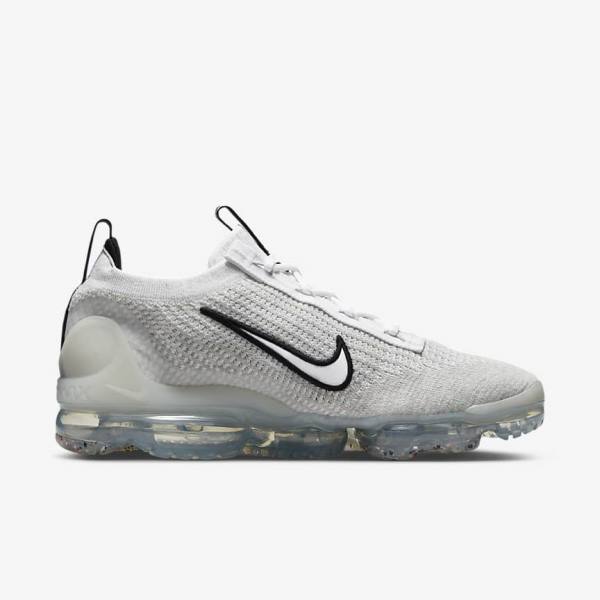 Men's Nike Air VaporMax 2021 FK Sneakers White / Black / Metal Silver | NK792DRZ