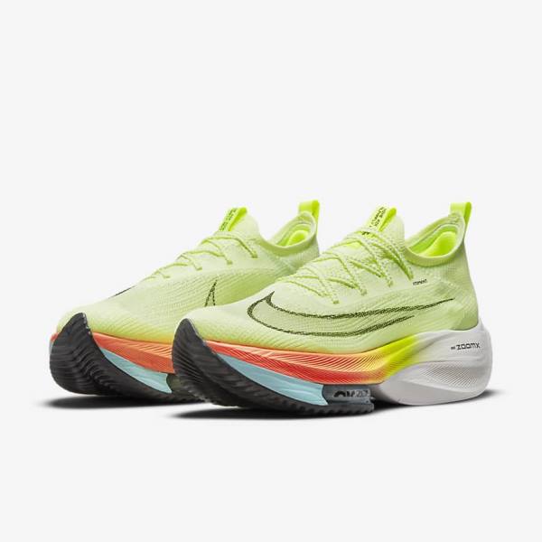 Men's Nike Air Zoom Alphafly NEXT% Flyknit Road Racing Running Shoes Light Mango / Metal Red Brown / Black | NK201LKA