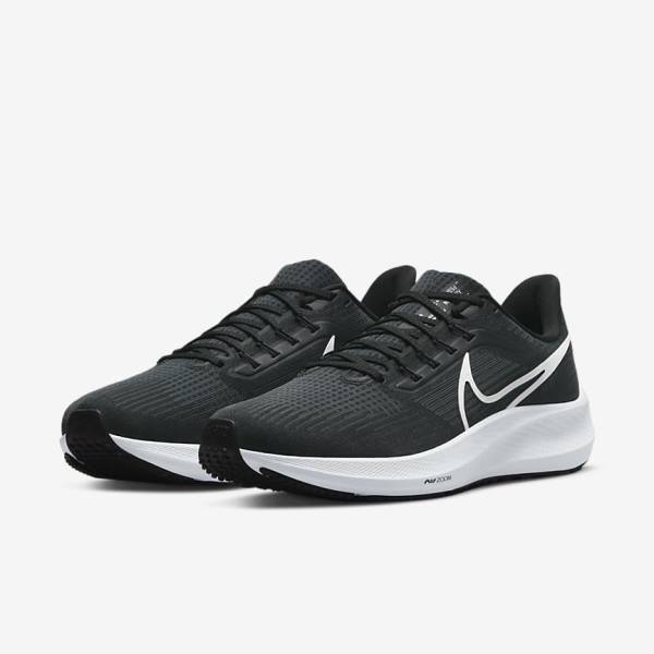 Men's Nike Air Zoom Pegasus 39 Road Running Shoes Black / Dark Grey / White | NK523AKJ