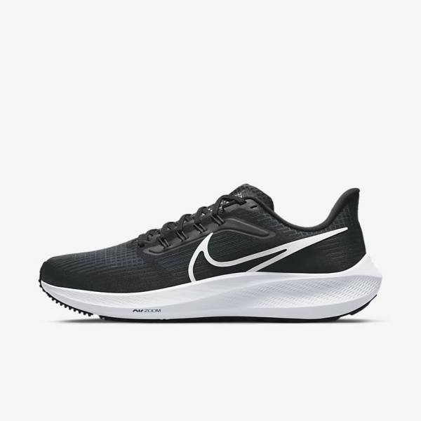 Men\'s Nike Air Zoom Pegasus 39 Road Running Shoes Black / Dark Grey / White | NK523AKJ