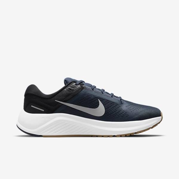 Men's Nike Air Zoom Structure 24 Road Running Shoes Blue / Black / Dark Obsidian / Grey | NK652VKR