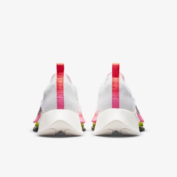 Men's Nike Air Zoom Tempo NEXT% Flyknit Road Running Shoes White / Coral / Pink / Black | NK759FKG