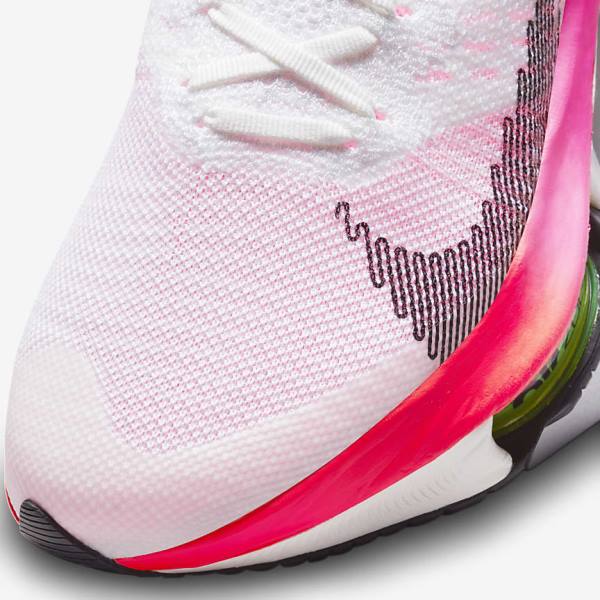 Men's Nike Air Zoom Tempo NEXT% Flyknit Road Running Shoes White / Coral / Pink / Black | NK759FKG