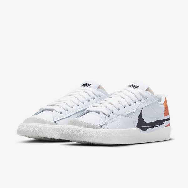 Men's Nike Blazer Low 77 Jumbo Sneakers White / Orange / Black | NK579SGZ