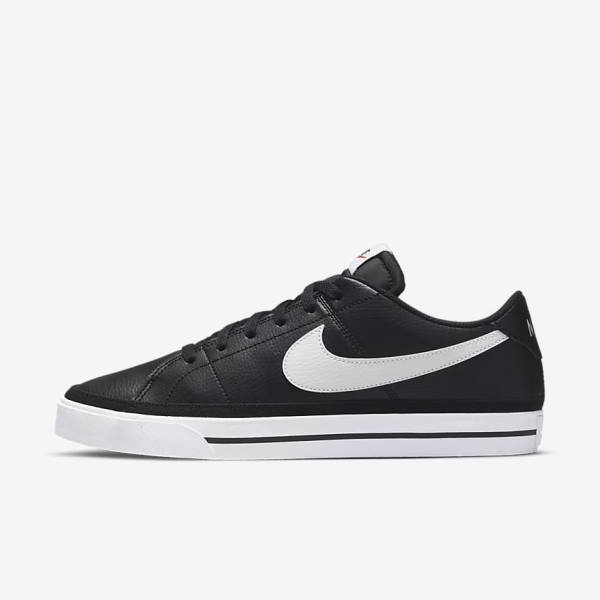 Men\'s Nike Court Legacy Sneakers Black / White | NK268FLU