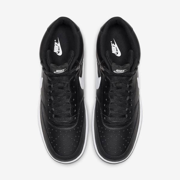 Men's Nike Court Vision Mid Sneakers Black / White | NK673DKP