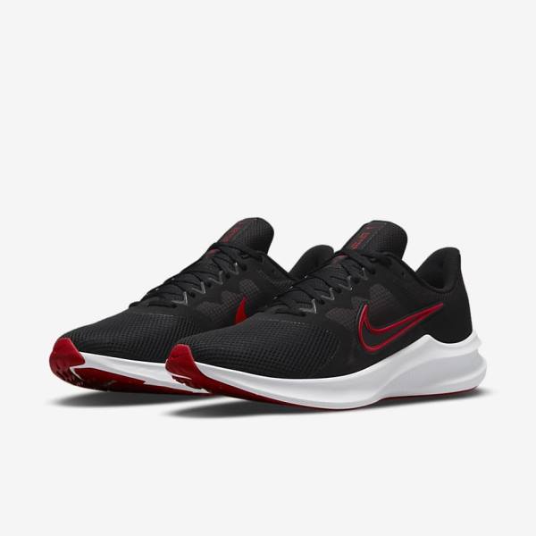 Men's Nike Downshifter 11 Road Running Shoes Black / White / Dark Grey / Red | NK024SQY