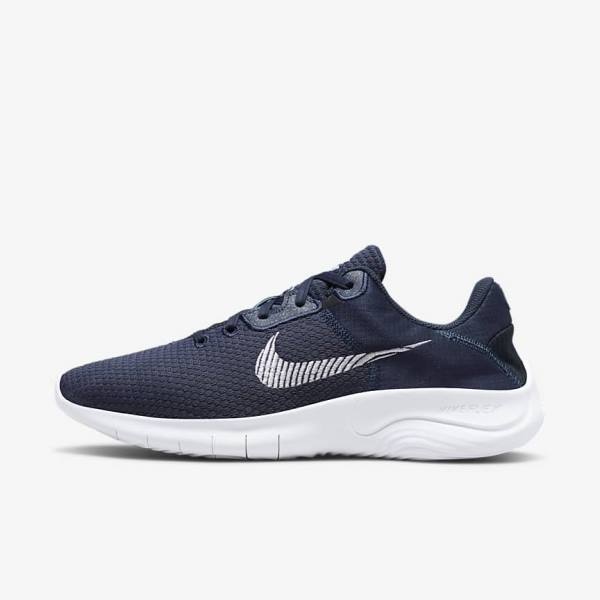 Men\'s Nike Flex Experience Run 11 Next Nature Road Running Shoes Navy / Dark Obsidian / White | NK469HIS