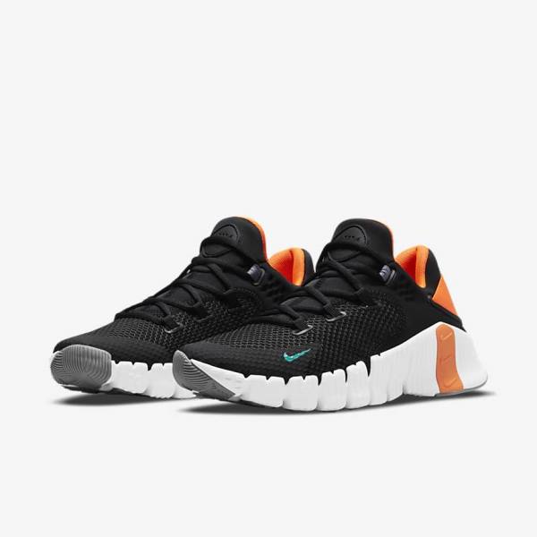 Men's Nike Free Metcon 4 Training Shoes Black / Orange / White / Turquoise | NK075CWB