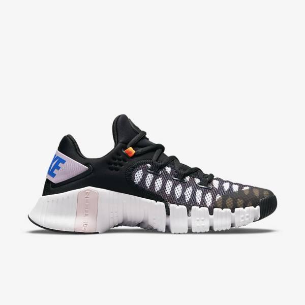 Men's Nike Free Metcon 4 Training Shoes Black / White / Blue / Yellow | NK749UOI