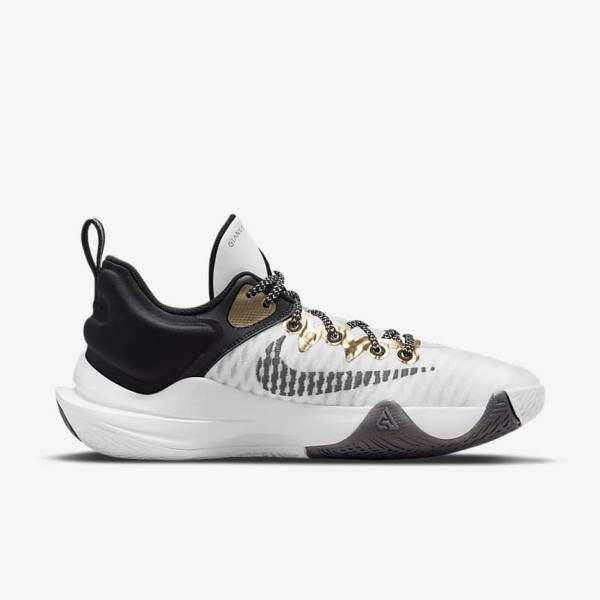 Men's Nike Giannis Immortality Basketball Shoes White / Black / Metal Gold | NK307KNC