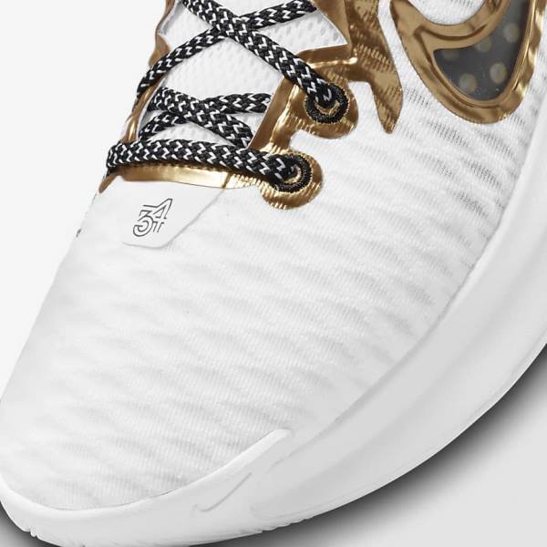 Men's Nike Giannis Immortality Basketball Shoes White / Black / Metal Gold | NK307KNC