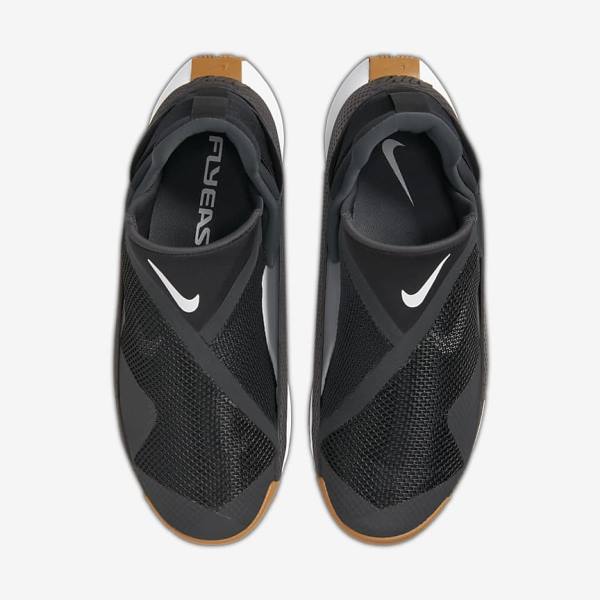 Men's Nike Go FlyEase Sneakers Black / Dark Grey / Gold / White | NK021OWV