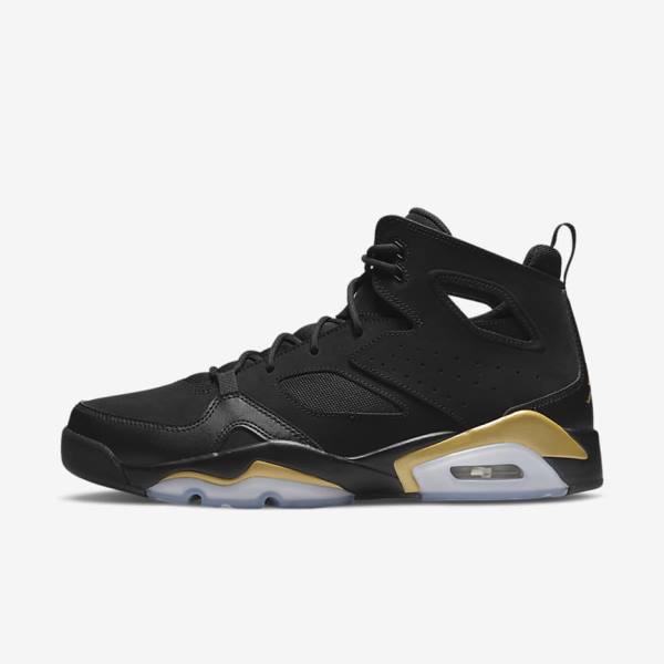 Men\'s Nike Jordan Flight Club 91 Sneakers Black / Metal Gold | NK145YSL