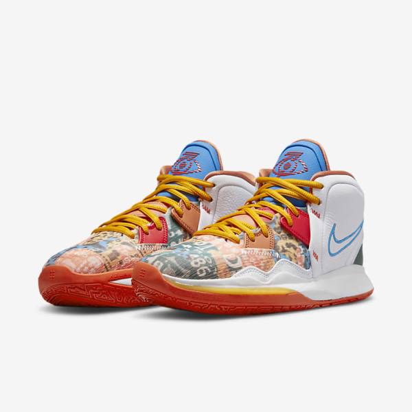 Men's Nike Kyrie Infinity Basketball Shoes White / Red / Gold / Light Blue | NK140CLS