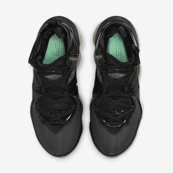 Men's Nike LeBron 19 Basketball Shoes Black / Dark Grey / Green | NK152AWO