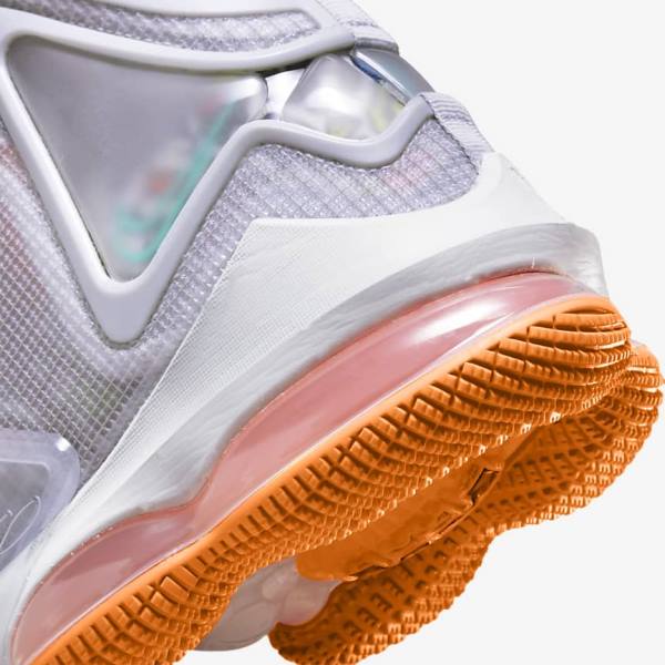 Men's Nike LeBron 19 Basketball Shoes Grey / Orange / Light Red / Green | NK250SAT