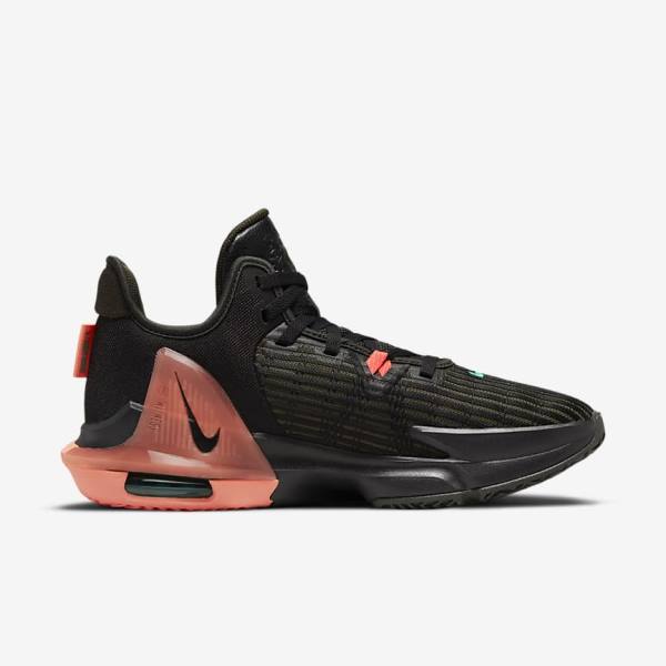 Men's Nike LeBron Witness 6 Basketball Shoes Black / Red / Metal Silver | NK852PAV