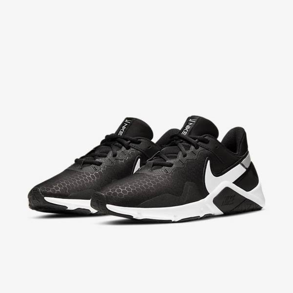 Men's Nike Legend Essential 2 Training Shoes Black / Metal Silver / White | NK375HSP