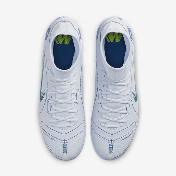 Men's Nike Mercurial Superfly 8 Academy AG Artificial-Grass Football Shoes Grey / Light Blue / Dark Blue | NK350LAW