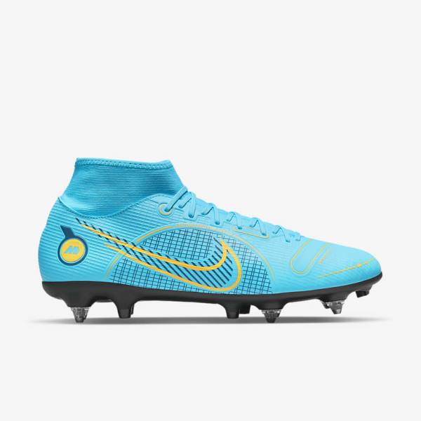 Men's Nike Mercurial Superfly 8 Academy SG-PRO Anti-Clog Traction Soft-Grounds Football Shoes Blue / Orange | NK406GHJ