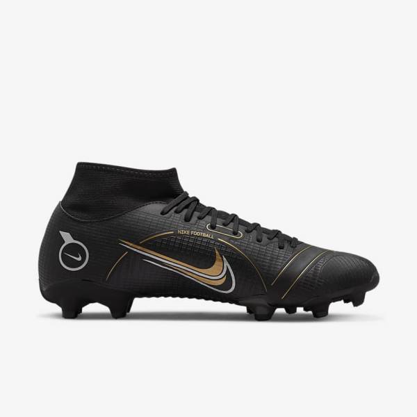 Men's Nike Mercurial Superfly 8 Academy MG Multi-Grounds Football Shoes Black / Metal Silver / Grey / Metal Gold | NK591FYP