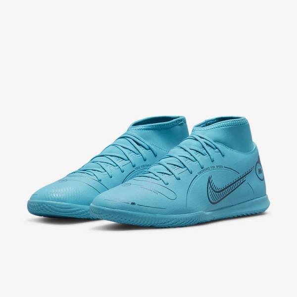 Men's Nike Mercurial Superfly 8 Club IC Indoor Court Football Shoes Blue / Orange | NK462BDP