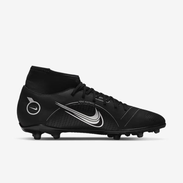 Men's Nike Mercurial Superfly 8 Club MG Multi-Grounds Football Shoes Black / Grey / Metal Silver | NK728UWE