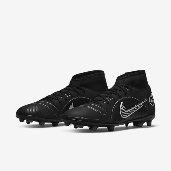 Men's Nike Mercurial Superfly 8 Club MG Multi-Grounds Football Shoes Black / Grey / Metal Silver | NK728UWE