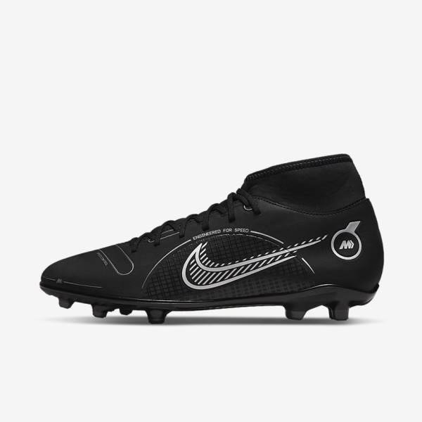 Men\'s Nike Mercurial Superfly 8 Club MG Multi-Grounds Football Shoes Black / Grey / Metal Silver | NK728UWE