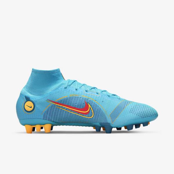 Men's Nike Mercurial Superfly 8 Elite AG Artificial-Grasss Football Shoes Blue / Orange | NK783XIM