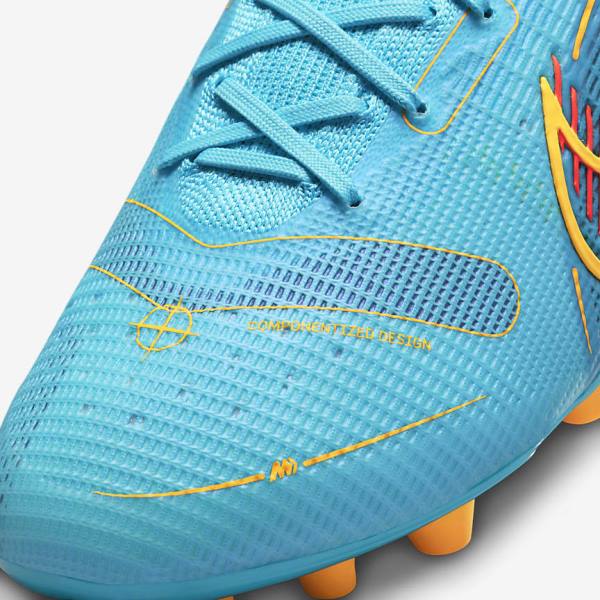 Men's Nike Mercurial Superfly 8 Elite AG Artificial-Grasss Football Shoes Blue / Orange | NK783XIM