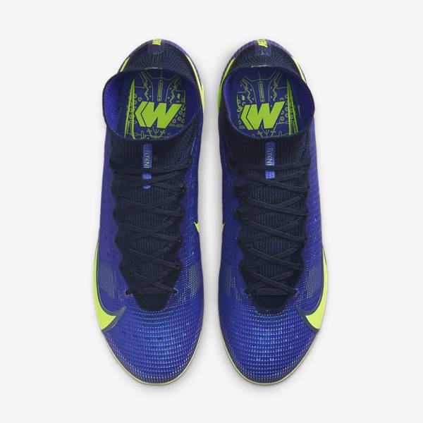 Men's Nike Mercurial Superfly 8 Elite FG Firm-Grounds Football Shoes Blue | NK390RAO