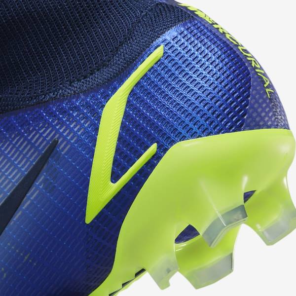 Men's Nike Mercurial Superfly 8 Elite FG Firm-Grounds Football Shoes Blue | NK390RAO