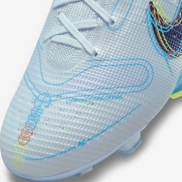 Men's Nike Mercurial Superfly 8 Elite FG Firm-Grounds Football Shoes Grey / Light Blue / Blue | NK750NZG