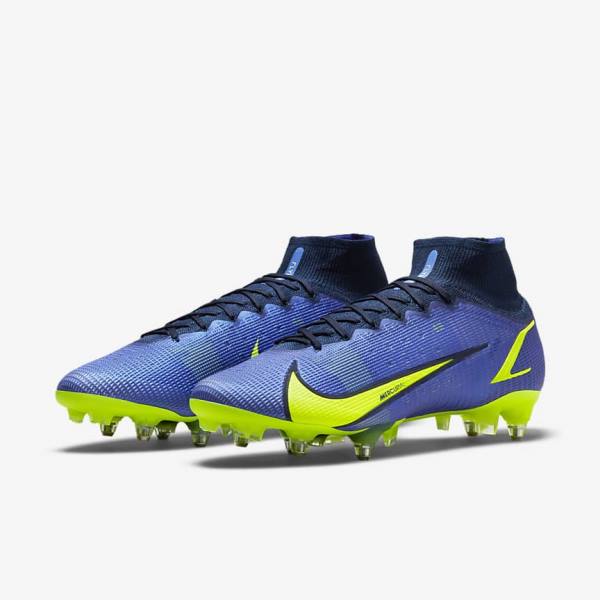 Men's Nike Mercurial Superfly 8 Elite SG-Pro AC Soft-Ground Football Shoes Blue | NK691LEX