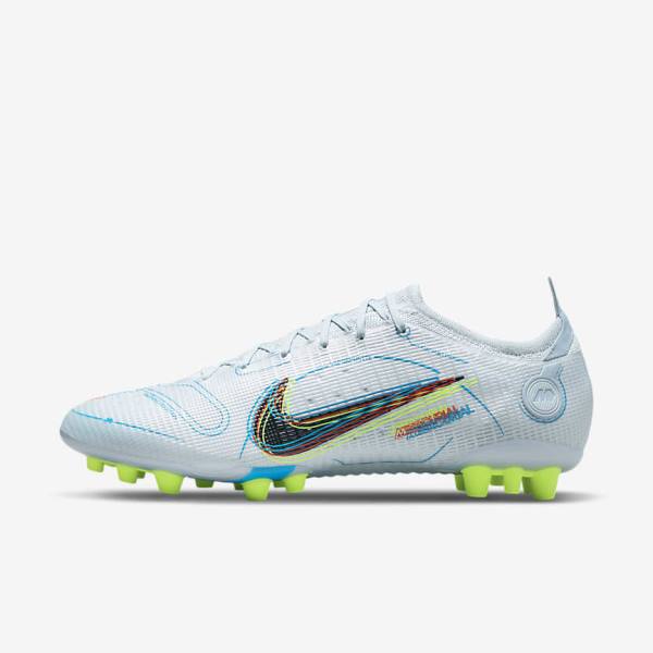 Men\'s Nike Mercurial Vapor 14 Elite AG Artificial-Grounds Football Shoes Grey / Light Blue / Orange / Blue | NK675JIC