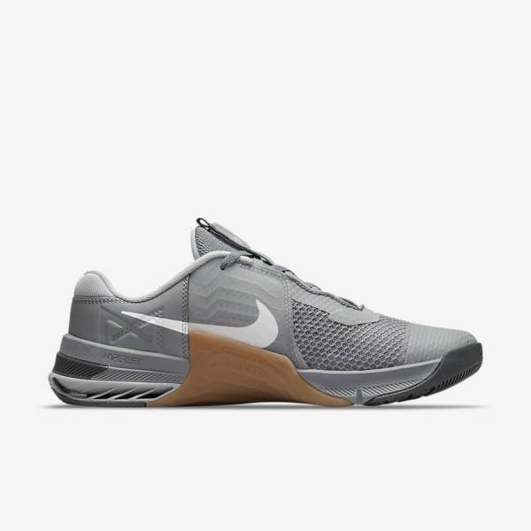 Men's Nike Metcon 7 Training Shoes Grey / Brown / Dark Grey / White | NK698CXI