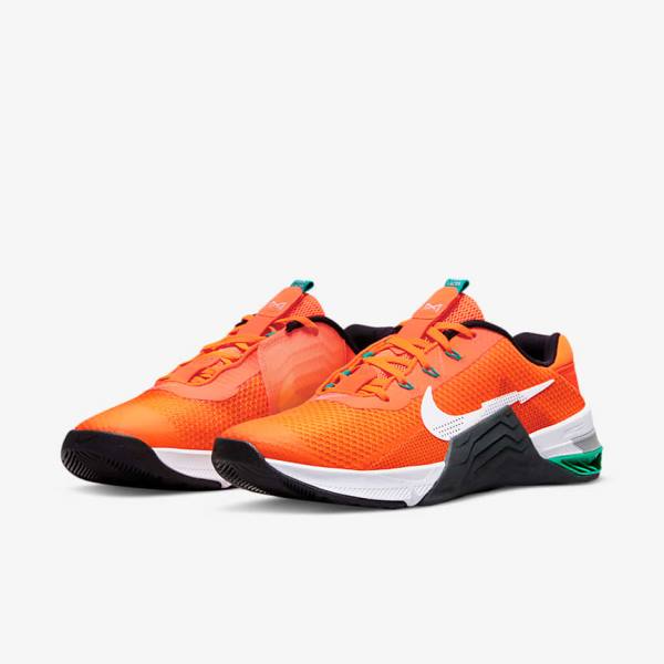 Men's Nike Metcon 7 Training Shoes Orange / Dark Grey / Turquoise / White | NK602IUH